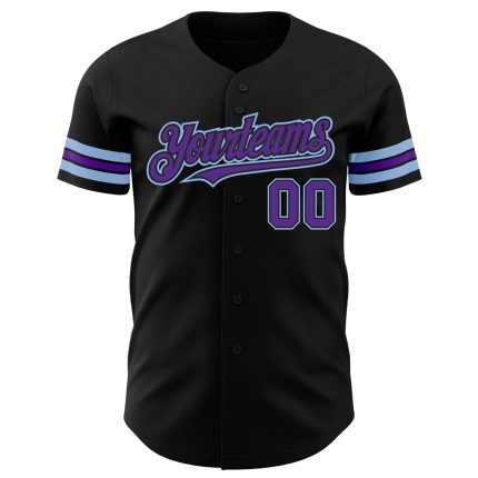 Personalized Authentic Baseball Jersey in Black, Purple, & Light Blue Personalized Black Purple-Light Blue Authentic Baseball