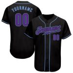 Custom Name & Number Baseball Jersey - Personalized Black, Purple & Light Blue Authentic Team Jersey Personalized Black Purple-Light