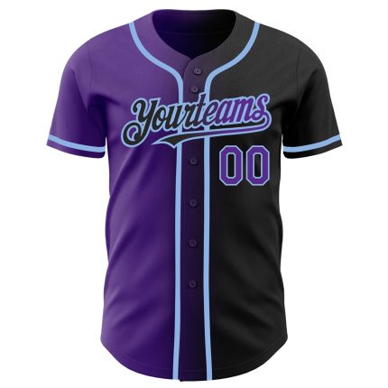 Custom Gradient Baseball Jersey - Personalized Black Purple Light Blue with Name and Number Personalized Black Purple-Light