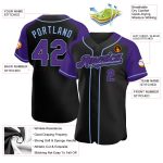 Custom Name and Number Personalized Black Purple Light Blue Baseball Jersey Authentic Raglan Sleeves Personalized Black Purple-Light