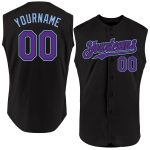 Custom Personalized Black Purple-Light Blue Baseball Jersey with Name and Number - Authentic Sleeveless Team Apparel Personalized