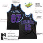 Personalized Black Purple Light Blue Basketball Jersey - Authentic Throwback Style Personalized Black Purple-Light Blue Authentic