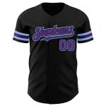 Personalized Black Purple Light Blue Baseball Jersey for Men and Women Personalized Black Purple-Light Blue Baseball Jersey