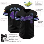 Personalized Black Purple Light Blue Baseball Jersey for Men and Women Personalized Black Purple-Light Blue Baseball Jersey