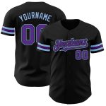 Personalized Black Purple Light Blue Baseball Jersey for Men and Women Personalized Black Purple-Light Blue Baseball Jersey
