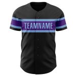 Personalized Black Purple Light Blue Baseball Jersey for Men and Women Personalized Black Purple-Light Blue Baseball Jersey