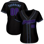Personalized Black Purple Light Blue Baseball Jersey for Men and Women Personalized Black Purple-Light Blue Baseball Jersey