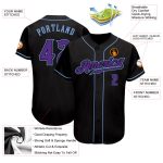 Personalized Black Purple Light Blue Baseball Jersey for Men and Women Personalized Black Purple-Light Blue Baseball Jersey