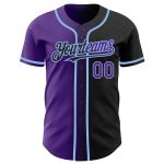 Personalized Fashion Baseball Jersey - Black Purple-Light Blue Gradient Personalized Black Purple-Light Blue Gradient Fashion