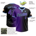 Custom Name and Number Softball Jersey Unisex Gradient Black Purple Light Blue Fashion Two-Button Personalized Black Purple-Light