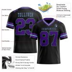Personalized Black Purple Light Blue Football Jersey - Authentic Mesh Design Personalized Black Purple-Light Blue Mesh Authentic