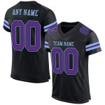Custom Personalized Authentic Football Jersey - Black Purple Light Blue Mesh with Custom Name and Number Personalized Black