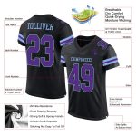 Custom Personalized Authentic Football Jersey - Black Purple Light Blue Mesh with Custom Name and Number Personalized Black