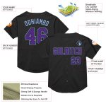 Personalized Throwback Baseball Jersey - Black Purple Light Blue Mesh Design Personalized Black Purple-Light Blue Mesh Authentic