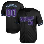 Custom Personalized Baseball Jersey with Black Purple-Light Blue Mesh, Authentic Throwback Style, Team Name & Number Personalized