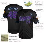 Personalized Baseball Jersey - Black Purple Light Blue Mesh Throwback Design Personalized Black Purple-Light Blue Mesh Throwback