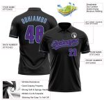 Personalized Performance Golf Polo Shirt in Black, Purple, and Light Blue Personalized Black Purple-Light Blue Performance