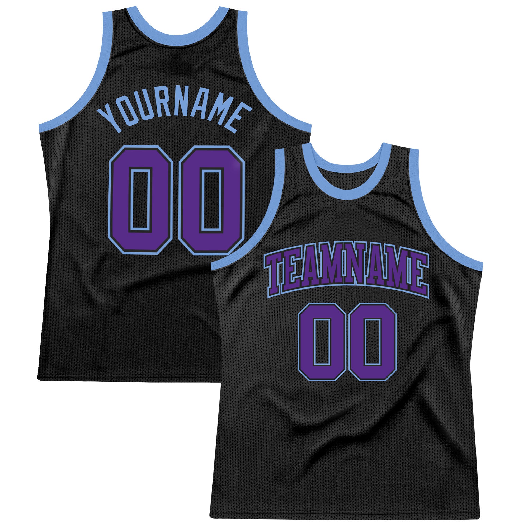 Personalized Basketball Jersey - Black Purple Light Blue Throwback Design Personalized Black Purple-Light Blue Throwback