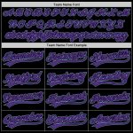Custom Unisex Softball Jersey - Black Purple Light Blue Two-Button Design Personalized Black Purple-Light Blue Two-Button