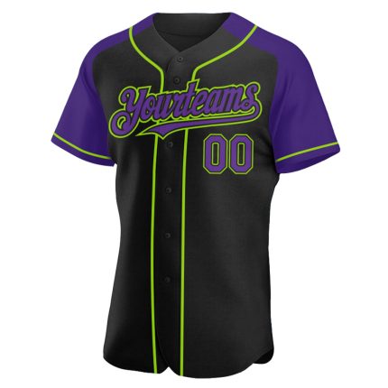 Personalized Custom Name Number Baseball Jersey Black Purple Neon Green Authentic Raglan Sleeves Personalized Black Purple-Neon