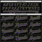 Personalized Two Tone Bomber Varsity Letterman Jacket Black Purple Neon Green Full-Snap Personalized Black Purple-Neon Green