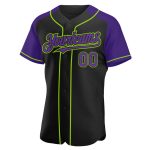 Personalized Baseball Jersey Black Purple Neon Green Raglan Sleeves for Men and Women Personalized Black Purple-Neon Green