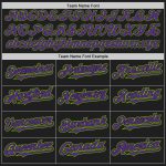 Personalized Baseball Jersey Black Purple Neon Green Raglan Sleeves for Men and Women Personalized Black Purple-Neon Green