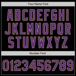 Personalized Black Purple Gold Baseball Jersey with Arm Shapes in 3 Colors Personalized Black Purple-Old Gold 3 Colors Arm