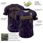 Personalized 3D Halftone Dots Baseball Jersey in Black, Purple, and Old Gold Personalized Black Purple-Old Gold 3D Halftone