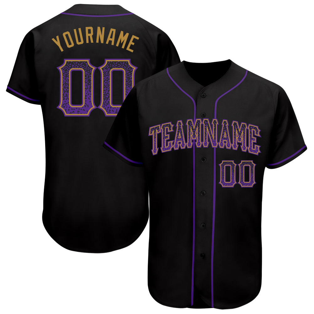 Custom Name and Number Baseball Jersey in Black Purple and Old Gold - Authentic Drift Fashion Team Gear Personalized Black