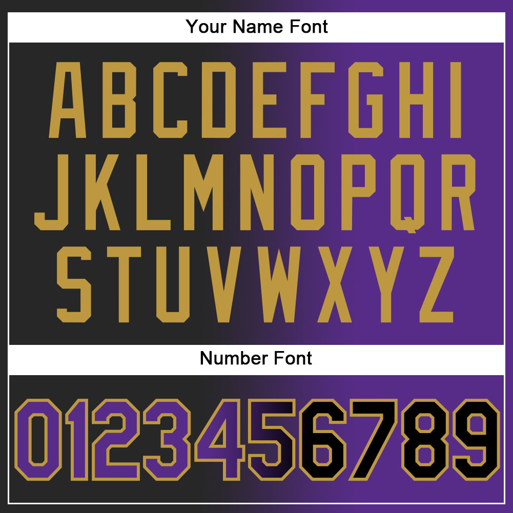 Personalized Black Purple-Old Gold Authentic Gradient Fashion Baseball Jersey Team Custom Name and Number Personalized Gradient Baseball Jersey with Custom Name & Number - Black & Purple Old Gold Design Personalized Black Purple-Old - Image 5