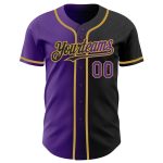 Personalized Gradient Baseball Jersey with Custom Name & Number - Black & Purple Old Gold Design Personalized Black Purple-Old