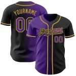 Personalized Gradient Baseball Jersey in Black Purple and Old Gold Fashion Personalized Black Purple-Old Gold Gradient Fashion