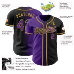 Personalized Gradient Baseball Jersey in Black Purple and Old Gold Fashion Personalized Black Purple-Old Gold Gradient Fashion