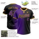 Personalized Black Purple Gold Gradient Softball Jersey Unisex Two-Button Fashion Personalized Black Purple-Old Gold Gradient