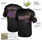 Custom Name Number Throwback Baseball Jersey Black Purple Old Gold Mesh Personalized Team Jersey Personalized Black Purple-Old