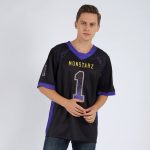 Personalized Black Purple Old Gold Drift Fashion Football Jersey for Men Personalized Black Purple-Old Gold Mesh Drift Fashion