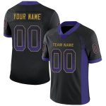 Custom Football Jersey - Personalized Black Purple Gold Mesh Drift, Team Name & Number Personalized Black Purple-Old Gold