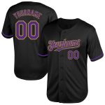 Personalized Black Purple Gold Mesh Throwback Baseball Jersey - Custom Sports Apparel Personalized Black Purple-Old Gold