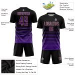 Personalized Soccer Uniform Jersey - Black Purple Old Gold Pinstripe Fade Design Personalized Black Purple-Old Gold Pinstripe