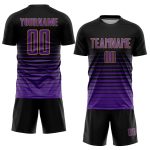 Personalized Soccer Uniform Jersey - Black Purple Old Gold Pinstripe Fade Design Personalized Black Purple-Old Gold Pinstripe
