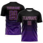 Personalized Soccer Uniform Jersey - Black Purple Old Gold Pinstripe Fade Design Personalized Black Purple-Old Gold Pinstripe