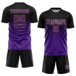 Personalized Soccer Jersey - Black Purple Old Gold Sublimation Uniform Personalized Black Purple-Old Gold Sublimation Soccer