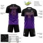 Personalized Soccer Jersey - Black Purple Old Gold Sublimation Uniform Personalized Black Purple-Old Gold Sublimation Soccer