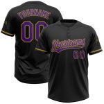 Personalized Unisex Softball Jersey in Black Purple and Old Gold - Two-Button Style Personalized Black Purple-Old Gold Two-Button