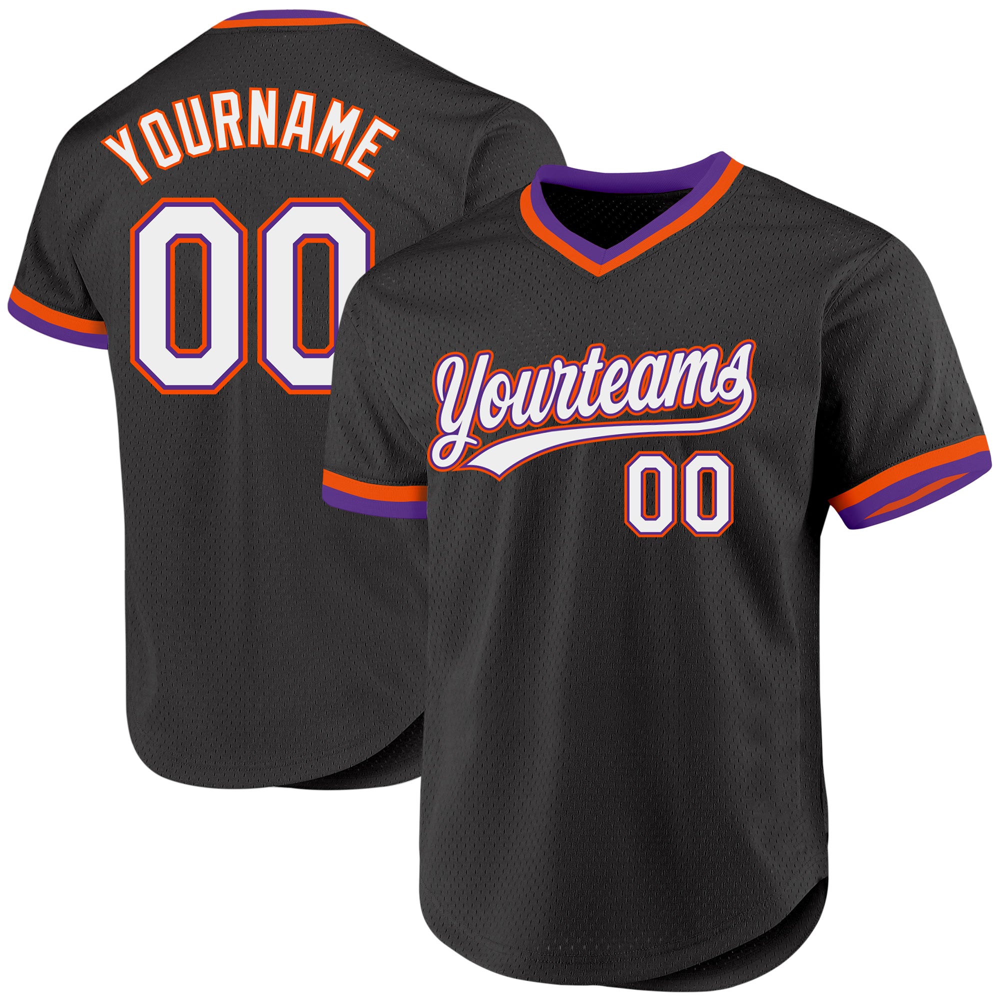 Custom Team Name Number Authentic Baseball Jersey Black Purple Orange Throwback Personalized Black Purple-Orange Authentic