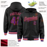 Custom Name Number Varsity Letterman Hoodie Jacket - Personalized Black Purple Orange Bomber Full-Snap Style Personalized