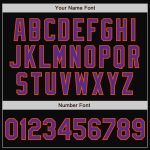 Personalized Black Purple Orange Two Tone Bomber Varsity Letterman Jacket Full-Snap Personalized Black Purple-Orange Bomber