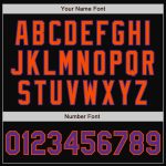 Customizable Bomber Jacket with Personalized Name and Number - Black Purple-Orange Two Tone Varsity Letterman Full-Snap Personalized