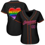 Personalized Rainbow Heart LGBT Pride Jersey for Kids or Adults - Custom Name & Number Baseball Jersey Personalized Black